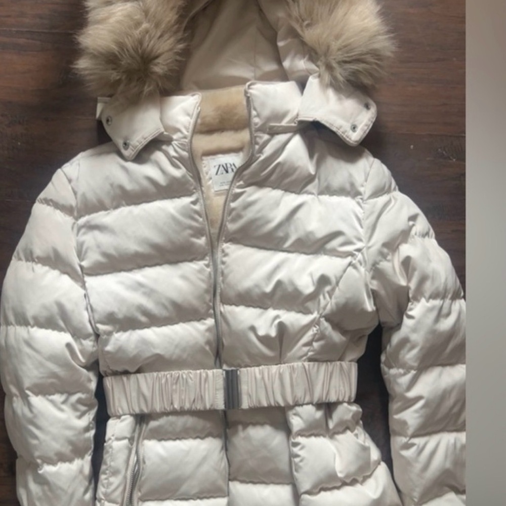 Zara Beige Fur-Lined Jacket